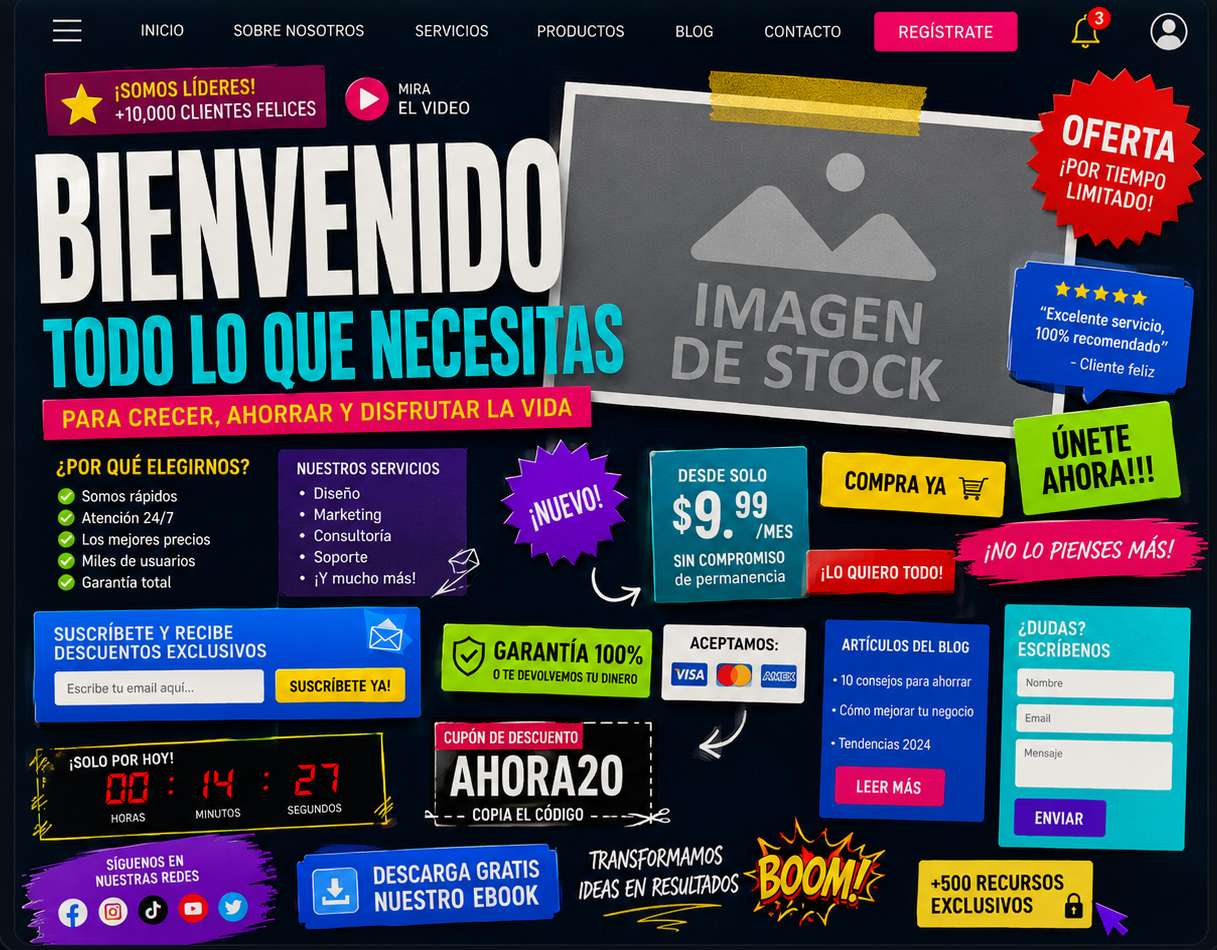 Web genérica con distracciones